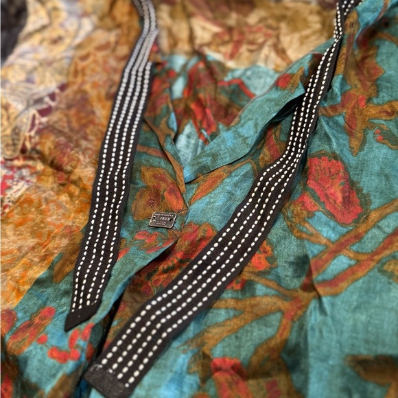 Beate Heymann Multicolor Bohemian Silk Blouse Size 4 - Picture 6 of 9